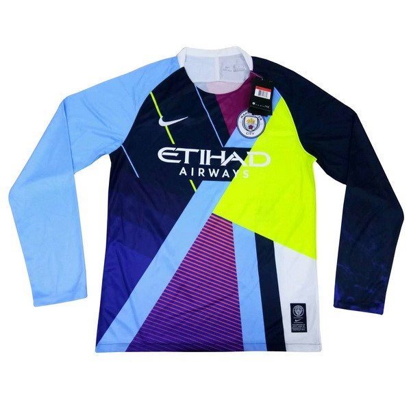 Camiseta Manchester City Edición Conmemorativa ML 2018-2019 Azul